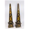 Image 1 : Pair Chinoiserie Style Decorated Obelisks
