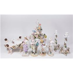 8 German Figural Porcelain Table Articles
