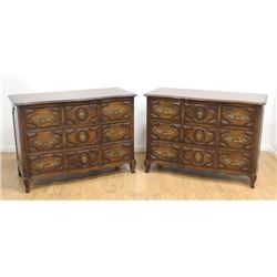 Pair French Provincial Style 5-Drawer Commodes