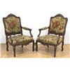 Image 1 : :Pair Louis XV Style Petit Point Open Arm Chairs