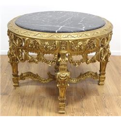 Rococo Style Heavily Carved Gilt Center Hall Table