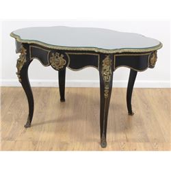 French Louis XV Style Turtle-Top Bronze-Mtd. Table