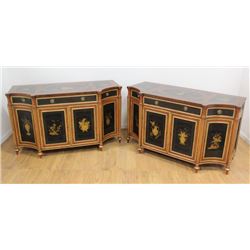 Pr Chinoiserie Paint-Decorated on Walnut Commodes