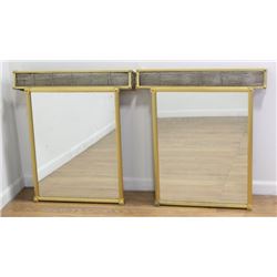 Pair Bronze & Crystal Beaded Box Light Sconces