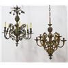 2 Victorian Brass & Bronze Baluster Chandeliers