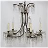 Neoclassic Style Brass & Cut Glass Chandelier