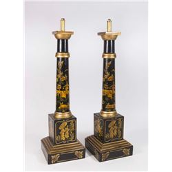 Pair Chinoiserie Decorated Lamp Bases