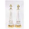 Pair French Cut Crystal Column Lamps