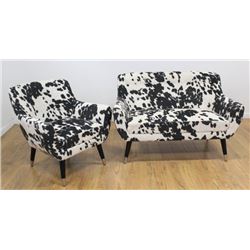 :2-Piece Faux Leopard Upholstered Salon Set