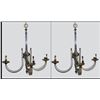 :Pair Modern Brass & Polished Steel Chandeliers