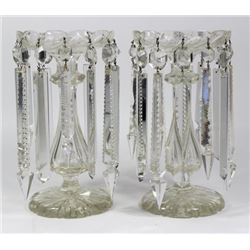 Pair Cut Crystal Lustres with Prisms