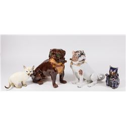 3 Porcelain & 1 Cloisonné Animal Figures