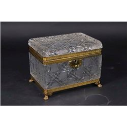 Cut Glass & Brass Mounted Paw Foot Jewelry Casket