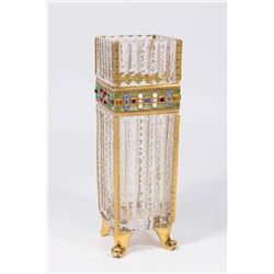 Arts & Crafts Parcel-Gilt Jewelled Cut Glass Vase