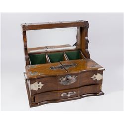 Victorian Silverplate Mounted Oak Tantalus