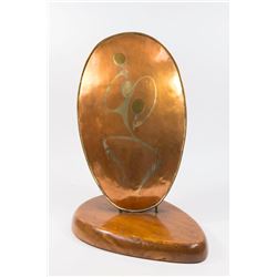 Mid-Century Mixed Metal on Copper Sculpture