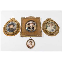 4-19th C. Framed Handpainted Portrait Miniatures