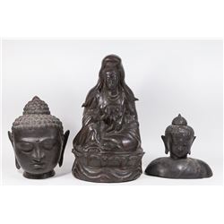3 Chinese Metal Figures