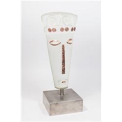 Frosted Glass & Copper Bust on Metal Base