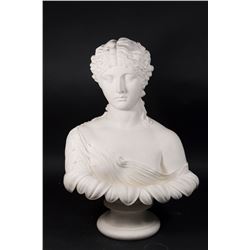 Parian Bisque Bust, Classical Maiden in Lotus Leaf
