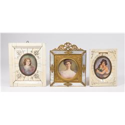 3 Hand Painted Portrait Miniatures