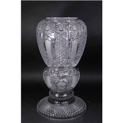 Wheel-Cut Crystal Vase on Stand