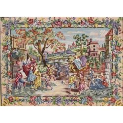 Needlepoint, European Garden Scene
