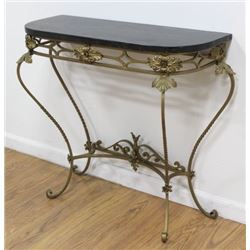 Rococo Style Gold Painted Wrought Iron Console