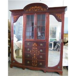 English Arts & Crafts Inlaid Mahogany Wardrobe