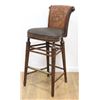Image 2 : Set 3 Embossed Leather & Rattan Bar Stools