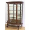 Image 1 : Round Oak Claw Foot Mirrored Back China Cabinet
