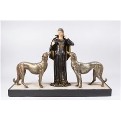 French Art Deco Patinated Metal Sculpture