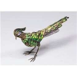 Chinese Silver Enameled Bird