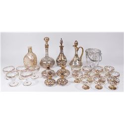 25 Pieces Victorian Silver Overlay Glass