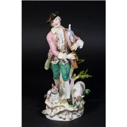 Meissen Figure, Man Playing Bagpipes