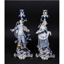 Pair Meissen Figural Candelabra Bases