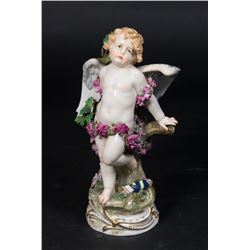 Meissen Porcelain Cupid Bound in Roses