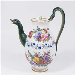 18th C. Meissen Teapot with Figural Spout & Handle