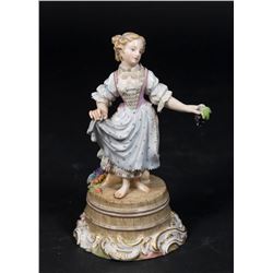 Meissen Porcelain Figure, "Girl Making Wine"