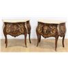 Image 1 : Pair Small Marble Top Floral Inlaid Commodes