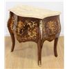 Image 2 : Pair Small Marble Top Floral Inlaid Commodes