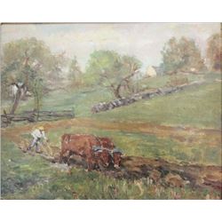 Attributed J. Turcal, Rural Landscape with Farmer