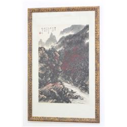 Framed Chinese Painting of Mountain Views