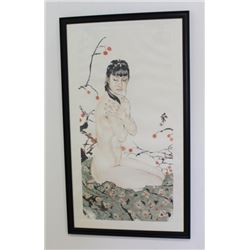 Large Framed Chinese Painting of Nude