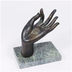 Antique Thai Bronze Hand on Marble Base