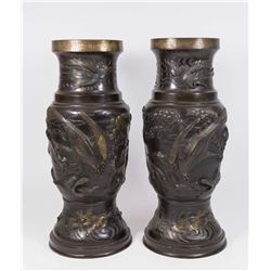 Pair Bronze Asian Figural Lamp Bases
