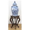 :Chinese Canton Porcelain Covered Urn & Pedestal