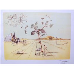 Salvador Dali DISEMBODIED TELEPHONE IN THE DESERT  Limited Edition Plate Signed Lithograph W/COA 24"