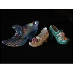 1 Fenton Shoe, 1 Porcelain signed Japan & 1 Unsigned