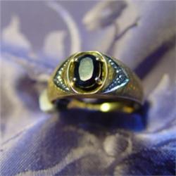 Mans Sapphire & Diamond Chip Ring